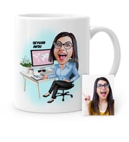 BK Gift Kişiye Özel Genel Müdür Karikatür Beyaz Kupa Bardak  1