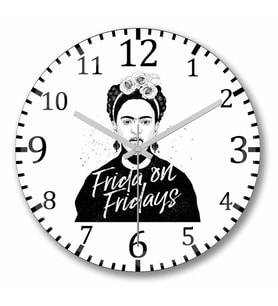 Frida Kahlo   Duvar  Saati  Bombeli Gercek Cam