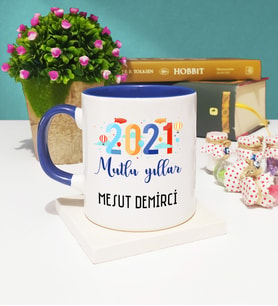 Mutlu Yıllar 2021 Yılbaşı Hediyesi Kupa Bardak Lacivert