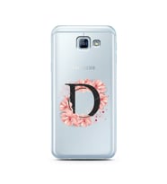 Pembe Çiçekli Harf Tasarım Süper Şeffaf Silikon Telefon Kılıfı Samsung A8 (2016)