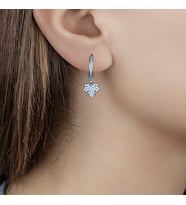Afrodit Silver Çınar Yaprağı Model Sallantılı Tasarım Kadın Gümüş Küpe