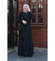 Nesliay Pılelı Duz Model Siyah Medıne Ipegı Ferace