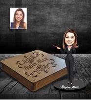 Kişiye Özel Patron Tasarımlı Karikatür Ahşap Biblo Kutulu Bayan-1