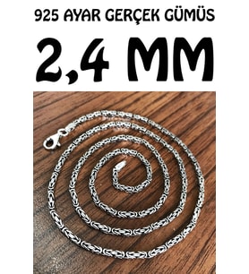 925 Ayar Gümüş Erkek Kolye Zincir Kare Kral Model msn18k (2,4 mm) (Krem)