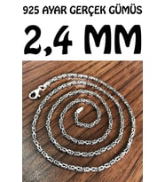 925 Ayar Gümüş Erkek Kolye Zincir Kare Kral Model msn18k (2,4 mm) (Krem)