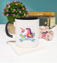Unicorn Tasarımlı İsme Özel Unicorn Kupa Bardak Siyah