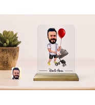 BK Gift Kişiye Özel Aile Babası Karikatürlü Ahşap Standlı Çerçeve-2 (Beyaz)