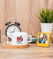 Diş Hekimi Tasarım Fincan ve Turuncu Mini Fotoğraf Çerçevesi
