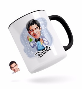 BK Gift Kişiye Özel Erkek Kimyager Karikatürlü Siyah Kupa Bardak-2