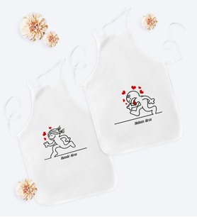 BK Gift Kişiye Özel İkili Sevgili Temalı Mutfak Önlüğü - 4