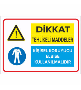 MIGNATIS - Tehlikeli Maddeler Kişisel Koruyucu Eldiven Kullanılmalıdır Levhası - Sac Malzeme 35x50cm
