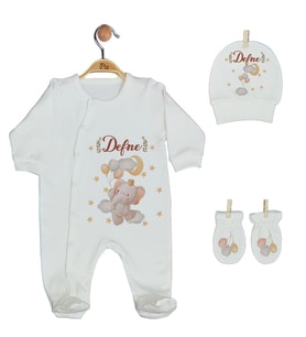 Pia Baby GL 1913-01 İsme Özel Üçlü Tulum Set