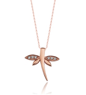 Gümüş Zirkon Taşlı " Yusufçuk " Tasarım Kolye (Rose)