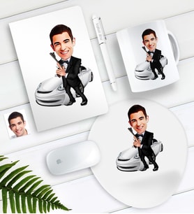 BK Gift Kişiye Özel Bay Ajan Karikatürlü Defter Kalem Kupa Mouse Pad Seti (Model 1)