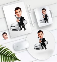 BK Gift Kişiye Özel Bay Ajan Karikatürlü Defter Kalem Kupa Mouse Pad Seti (Model 1)