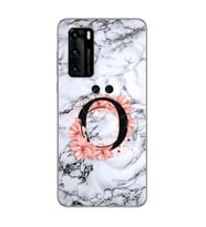 Mermer Çiçekli Harf Tasarım Süper Şeffaf Silikon Telefon Kılıfı Huawei P40 Ö-Har