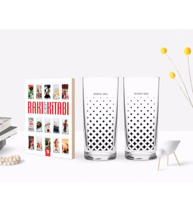 BK Gift Kişiye Özel Renkli Baskılı İsimli İkili Rakı Bardağı ve Rakı Cep Kitabı Hediye Seti-115 (Model 1)