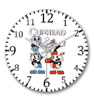 Cuphead Two Duvar Saati Bombeli Gercek Cam