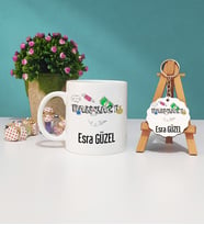 Bankacı Kişiye Özel Tasarımlı Bankacı Kupa Bardak ve Ahşap Anahtarlık Seti