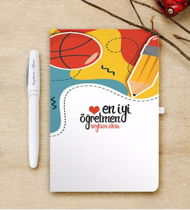 BK Gift Kişiye Özel En İyi Öğretmen Beyaz Defter ve Kalem Hediye Seti-5