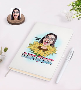 BK Gift Kişiye Özel Kadınlar Günü Karikatürlü Beyaz Defter Kalem Seti-1