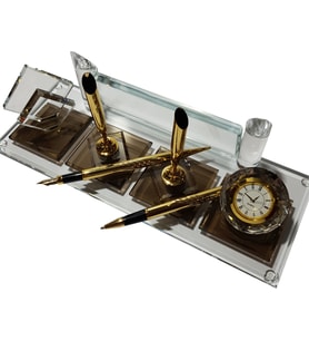 Kristal Masaüstü Kalemli isimlk Ofis Makam Hediyesi M212 BRONZ GOLD ALTIN