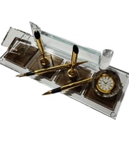 Kristal Masaüstü Kalemli isimlk Ofis Makam Hediyesi M212 BRONZ GOLD ALTIN