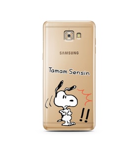 Snoopy Tasarımlı Süper Şeffaf Silikon Telefon Kılıfı Samsung C7 Pro 