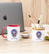 Polis Amblemli Kırmızı Kupa Bardak Ve Kalemlik Hediye Seti