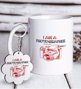 BK Gift Kişiye Özel Mesleki Profesyonel Fotoğrafçı Beyaz Kupa ve Anahtarlık Hediye Seti (Model 1)