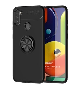 Microsonic Samsung Galaxy M11 Kılıf Kickstand Ring Holder Siyah