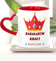 BK Gift Kişiye Özel Babalar Günü Temalı Kırmızı Kalpli Kupa Bardak 19501