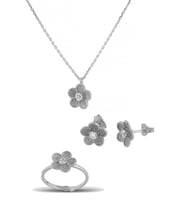 Çiçek Gümüş Set İnlove Gümüş Kolye Set Takı (Beyaz)