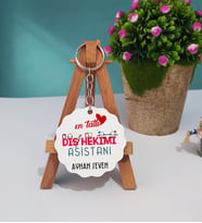 Mesajlı Diş Hekimi Asistanı Hediye Ahşap Anahtarlık