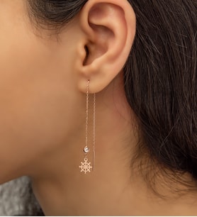 Papatya Silver Sallantılı Tekli Gemi Dümeni Küpe 925 Ayar Gümüş Küpe