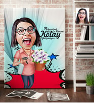 BK Gift Kişiye Özel Ev Hanımı Karikatür Kanvas Tablo 70x100cm 2