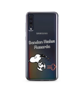 Snoopy Tasarımlı Süper Şeffaf Silikon Telefon Kılıfı Samsung A50