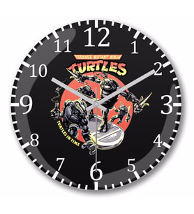 Ninja Turtles Turtle Power Duvar Saati Bombeli Gercek Cam