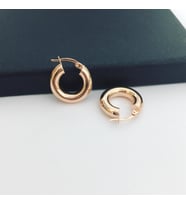GÜMÜŞ ROSE BRONZ RENK BOMBELİ HALKA KÜPE
