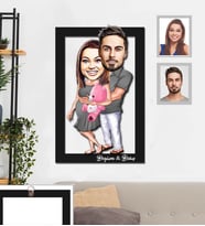 Kişiye Özel Sevgili Karikatürlü 3D Ahşap Tablo 30x47  Model 16