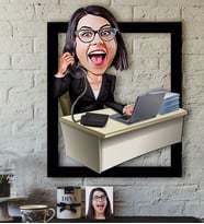 BK Gift Kişiye Özel Bayan Asistan Karikatürlü 3D Ahşap Tablo-1