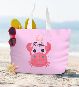BK Gift Kişiye Özel İsimli Pudra Pembe Fermuarlı Plaj Çantası-2