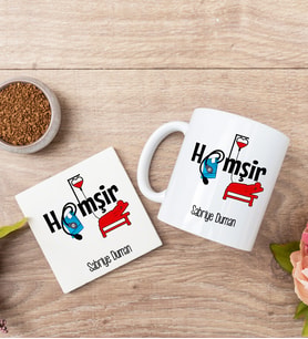 Hemşir Beyaz Kupa Bardak Ve Bardak Altlığı Seti