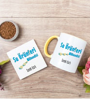 Su Ürünleri Mühendisi Sarı Kupa Bardak Ve Bardak Altlığı Seti