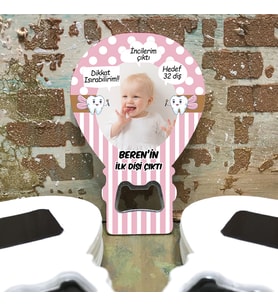 Balon Açacaklı Hediyelik Magnet - Kız Bebek Diş Buğdayı Resimli Magnet