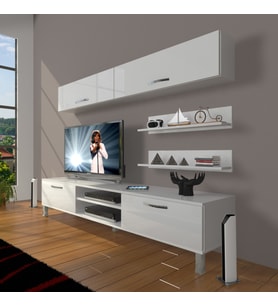 Decoraktiv Eko 5 Mdf Dvd Krom Ayaklı Tv Ünitesi Tv Sehpası (Beyaz)