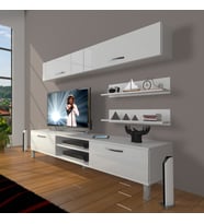 Decoraktiv Eko 5 Mdf Dvd Krom Ayaklı Tv Ünitesi Tv Sehpası (Beyaz)