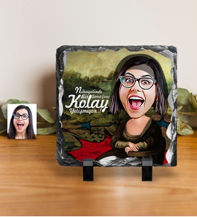BK Gift Kişiye Özel Mona Lisa Karikatürlü Dekoratif Doğal Taş  1