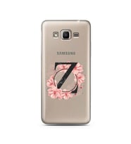 Pembe Çiçekli Harf Tasarım Süper Şeffaf Silikon Telefon Kılıfı Samsung J2 Prime 