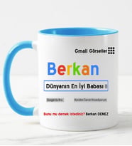 Babaya Özel İsimli Arama Motorlu Kupa Bardak Mavi